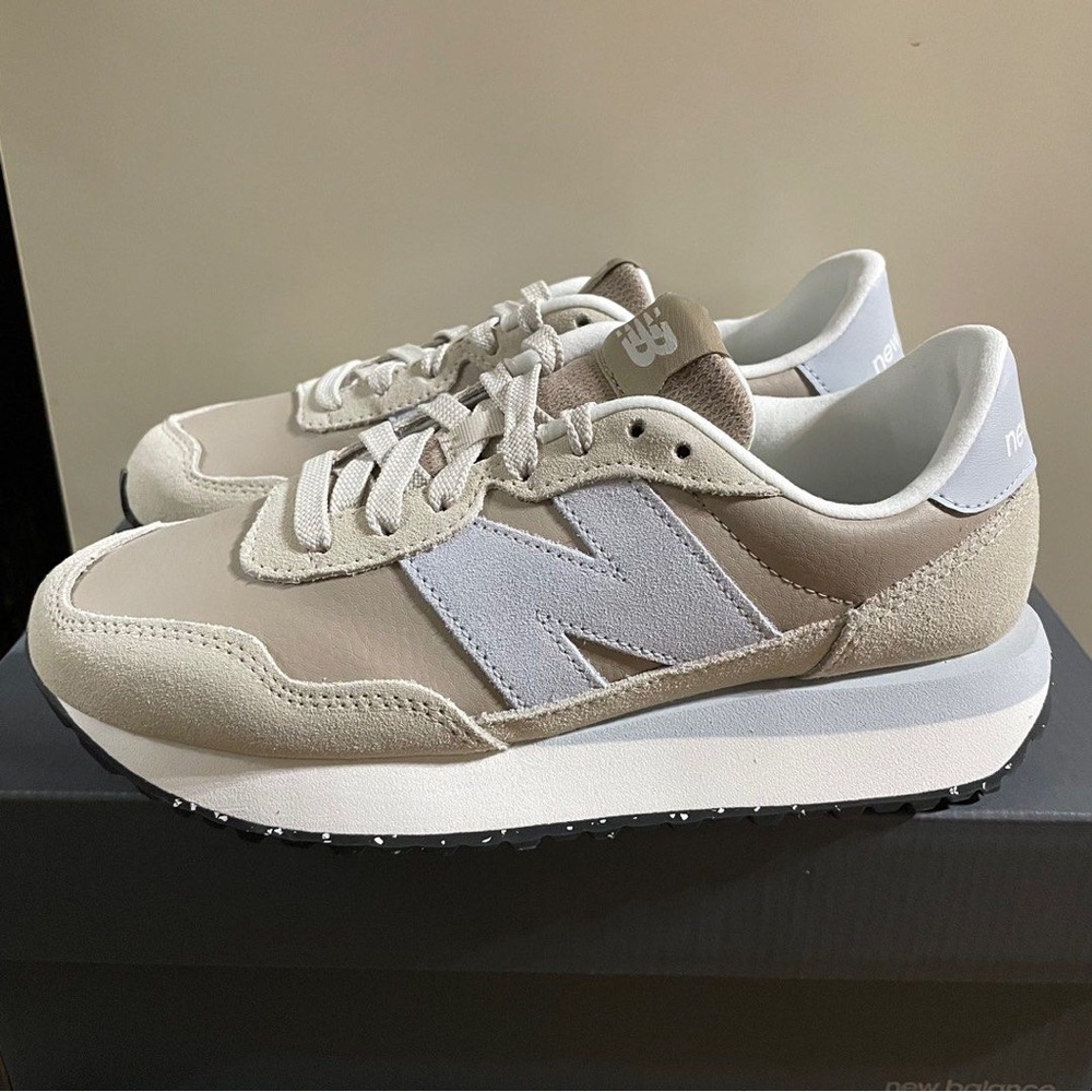 New Balance Women's Cream and White Sneakers